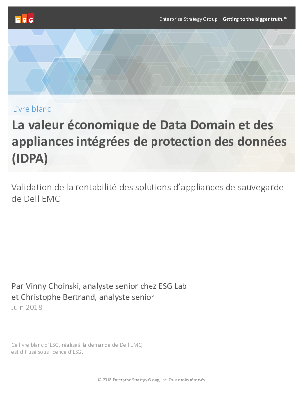 La valeur économique de Data Domain et des appliances intégrées de protection des données (IDPA)