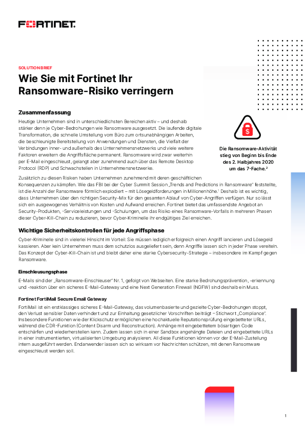 Wie Sie mit Fortinet Ihr Ransomware-Risiko verringern