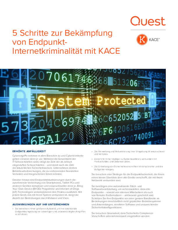 5 Schritte zur Bekämpfung von Endpunkt- Internetkriminalität mit KACE