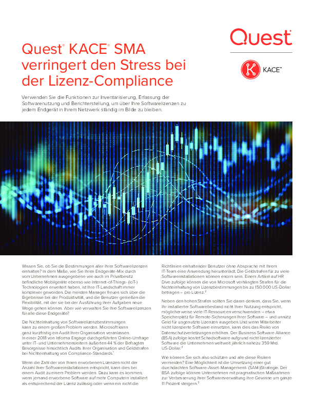 Quest® KACE® SMA  verringert den Stress bei  der Lizenz-Compliance