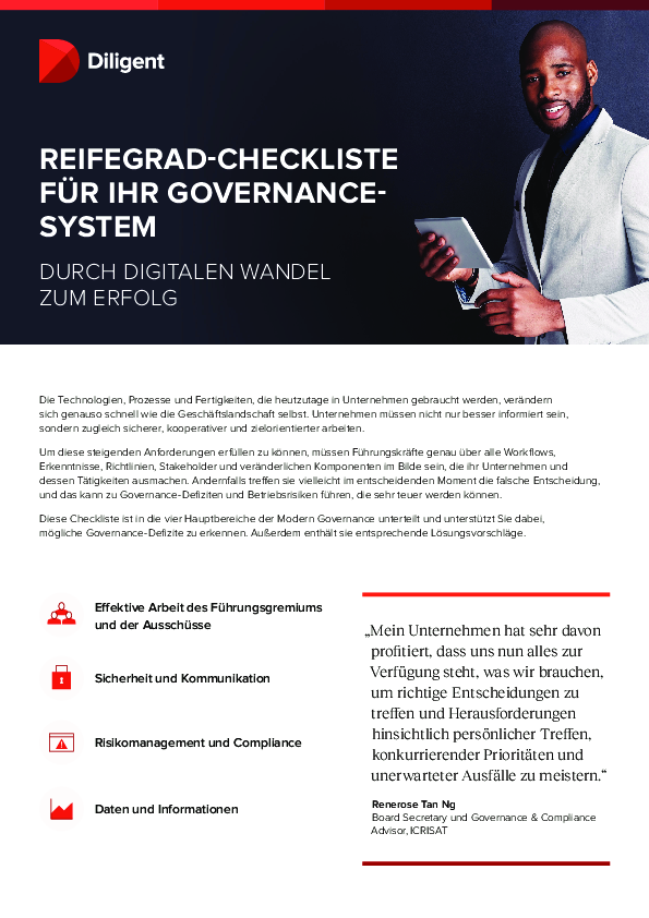 REIFEGRAD-CHECKLISTE FÜR IHR GOVERNANCE- SYSTEM