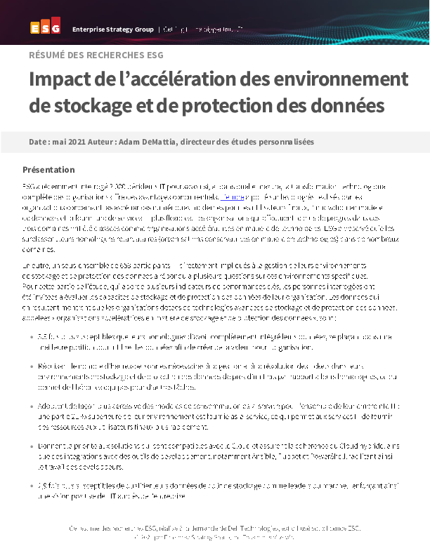 Impact de l’accélération des environnements de stockage et de protection des données