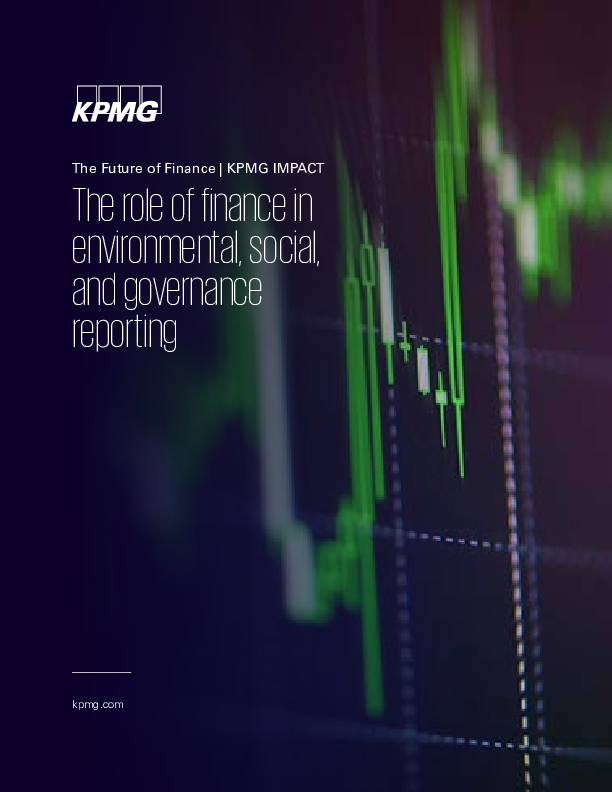 The Role of Finance in Environmental, Social and Governance Reporting