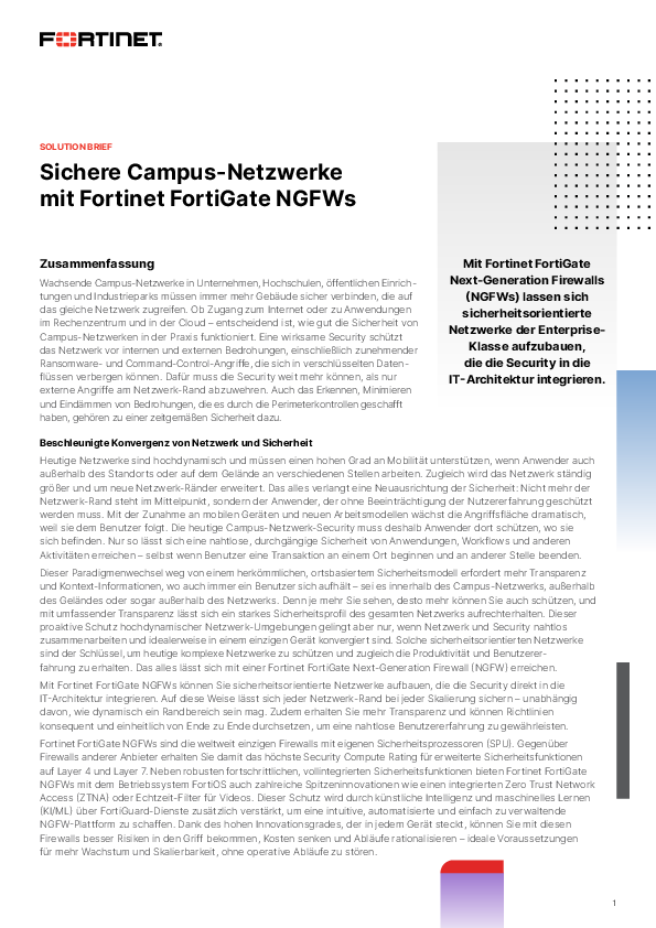 Sichere Campus-Netzwerke mit Fortinet FortiGate NGFWs