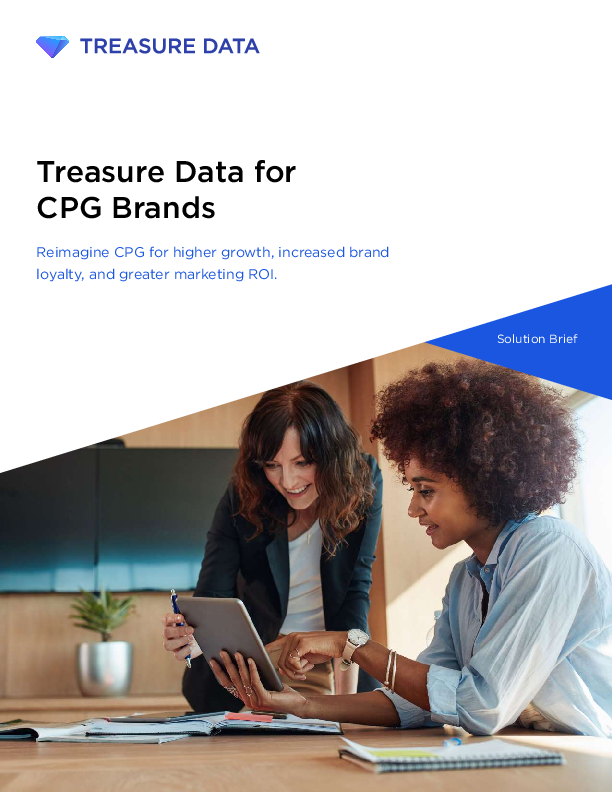 Treasure Data for CPG Brands: Reimagine CPG for higher growth, increased brand loyalty, and greater marketing ROI.