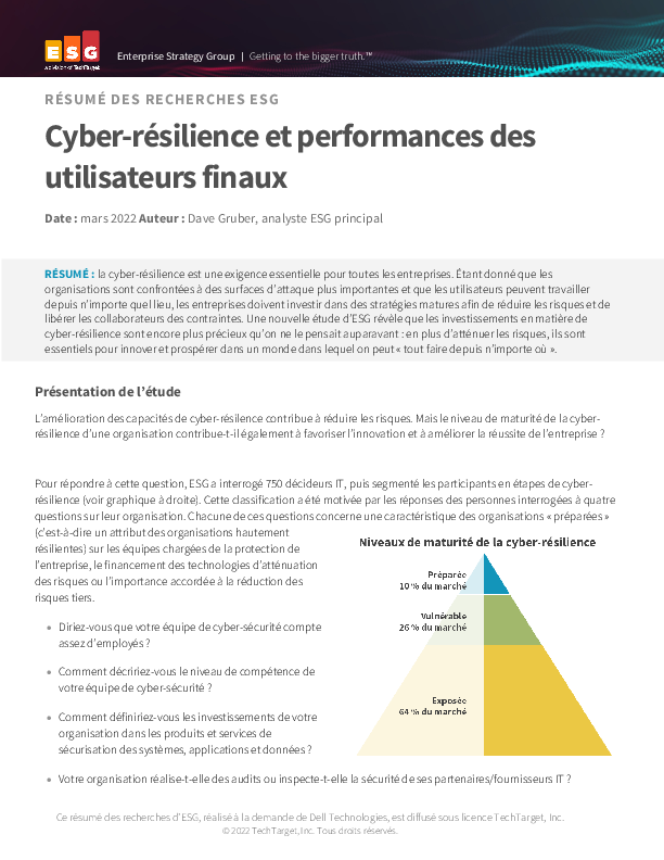 Cyber-résilience et performances des utilisateurs finaux