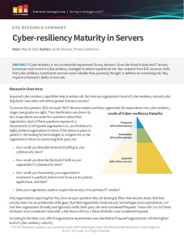 Cyber-resiliency Maturity in Servers