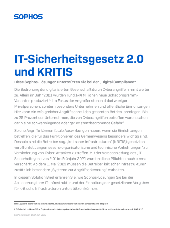 IT-Sicherheitsgesetz 2.0 – Umsetzungspflicht bis Mai 2023 für KRITIS