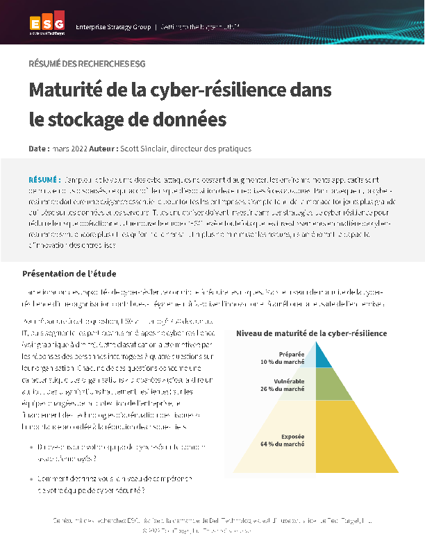   Maturité de la cyber-résilience dans le stockage de données