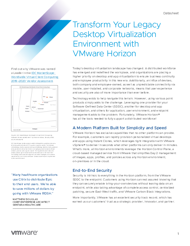 Transform Your Legacy Desktop Virtualization Environment with VMware Horizon