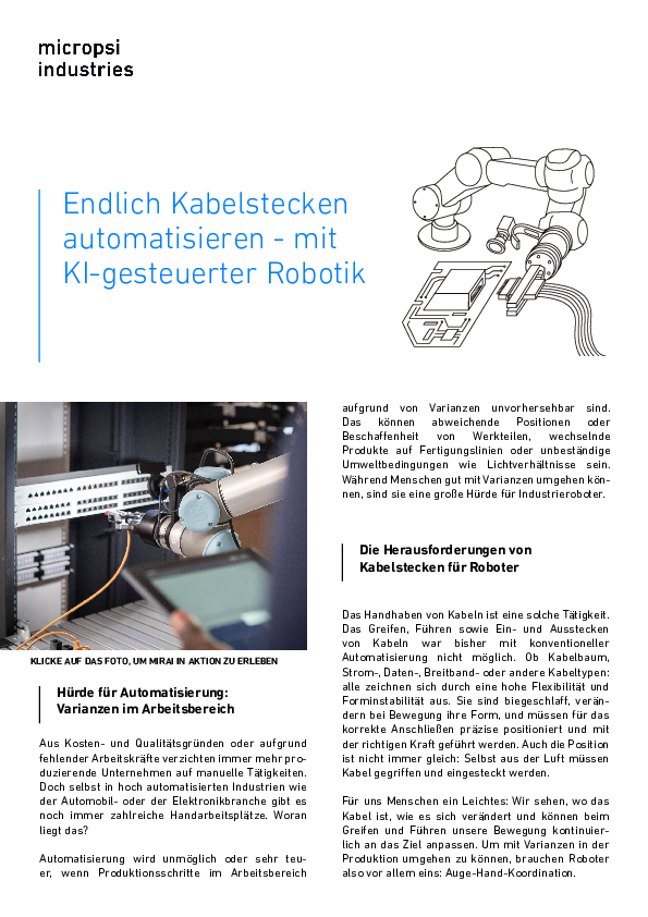 Endlich Kabelstecken automatisieren -  <br>mit KI-gesteuerter Robotik