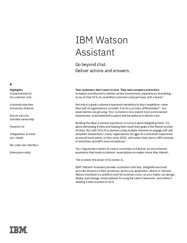 Watson Assistant Solution Brief