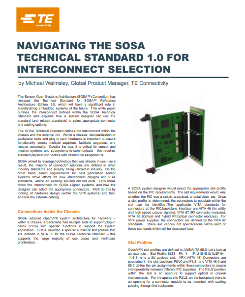 Navigating the SOSA Technical Standard 1.0 for Interconnect Selection