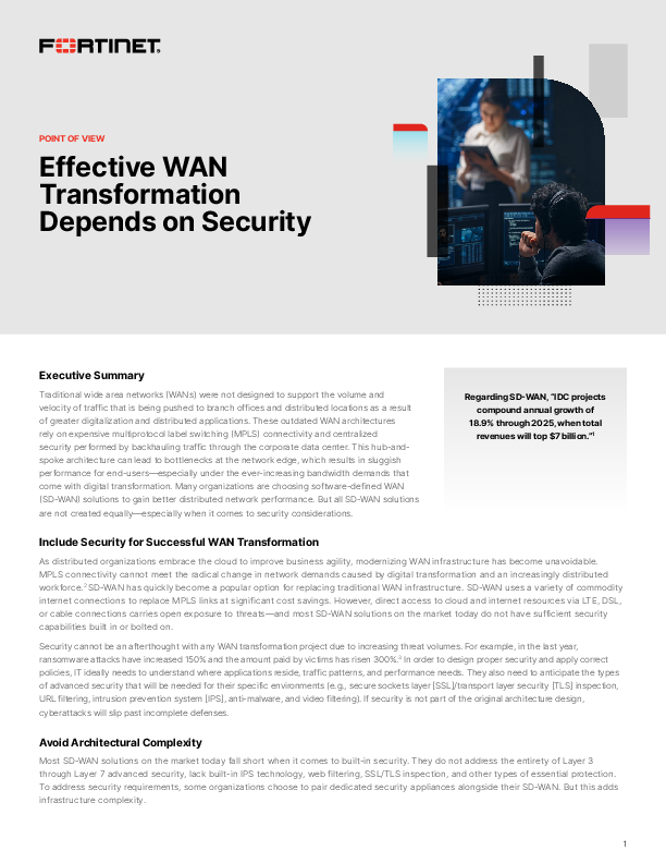 Effective WAN Transformation Depends on Security