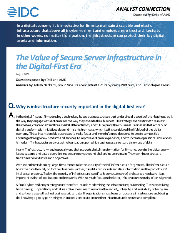 The Value of Secure Server Infrastructure in the Digital-First Era