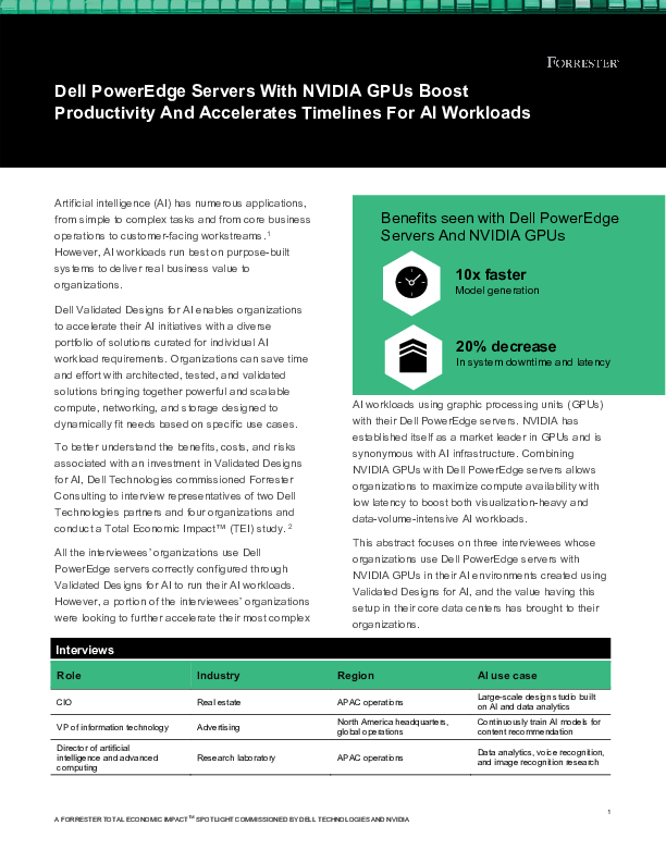  Dell PowerEdge Servers With NVIDIA GPUs Boost Productivity And Accelerates Timelines For AI Workloads