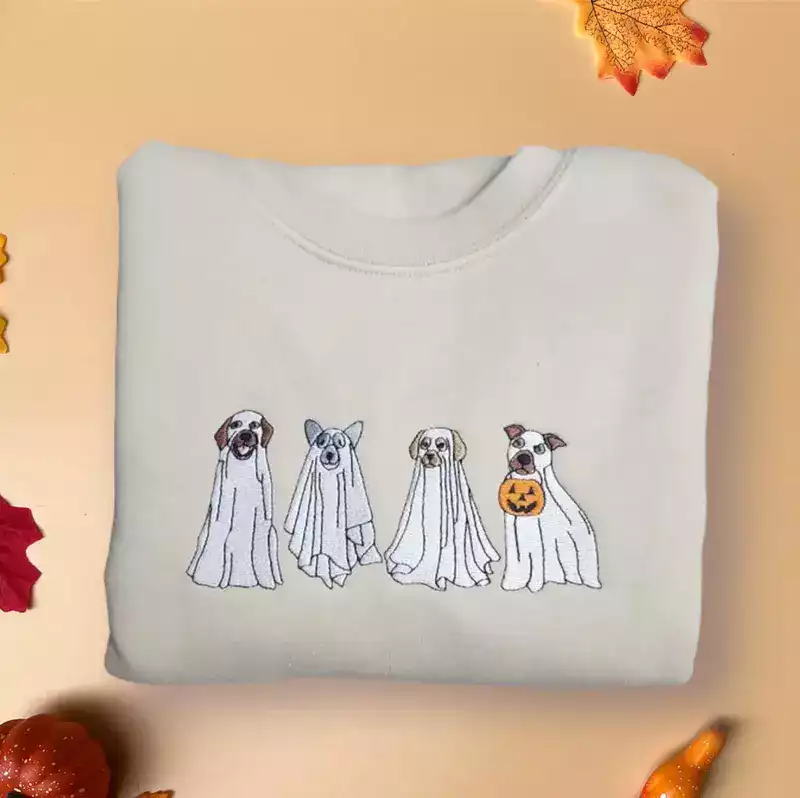 broderie chien mignon fantôme halloween