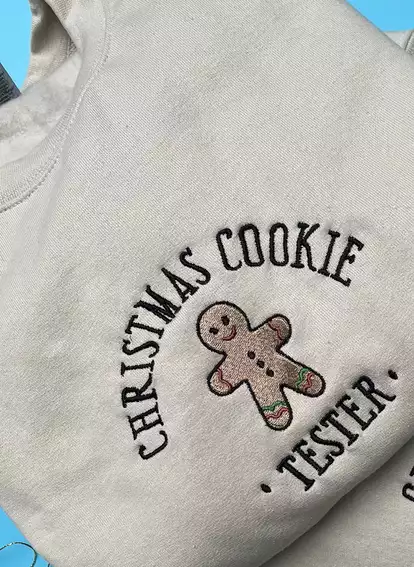 sweatshirt brodé beige christmas cookie tester matching outfits
