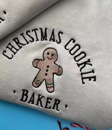 sweatshirt brodé beige christmas cookie baker noel 