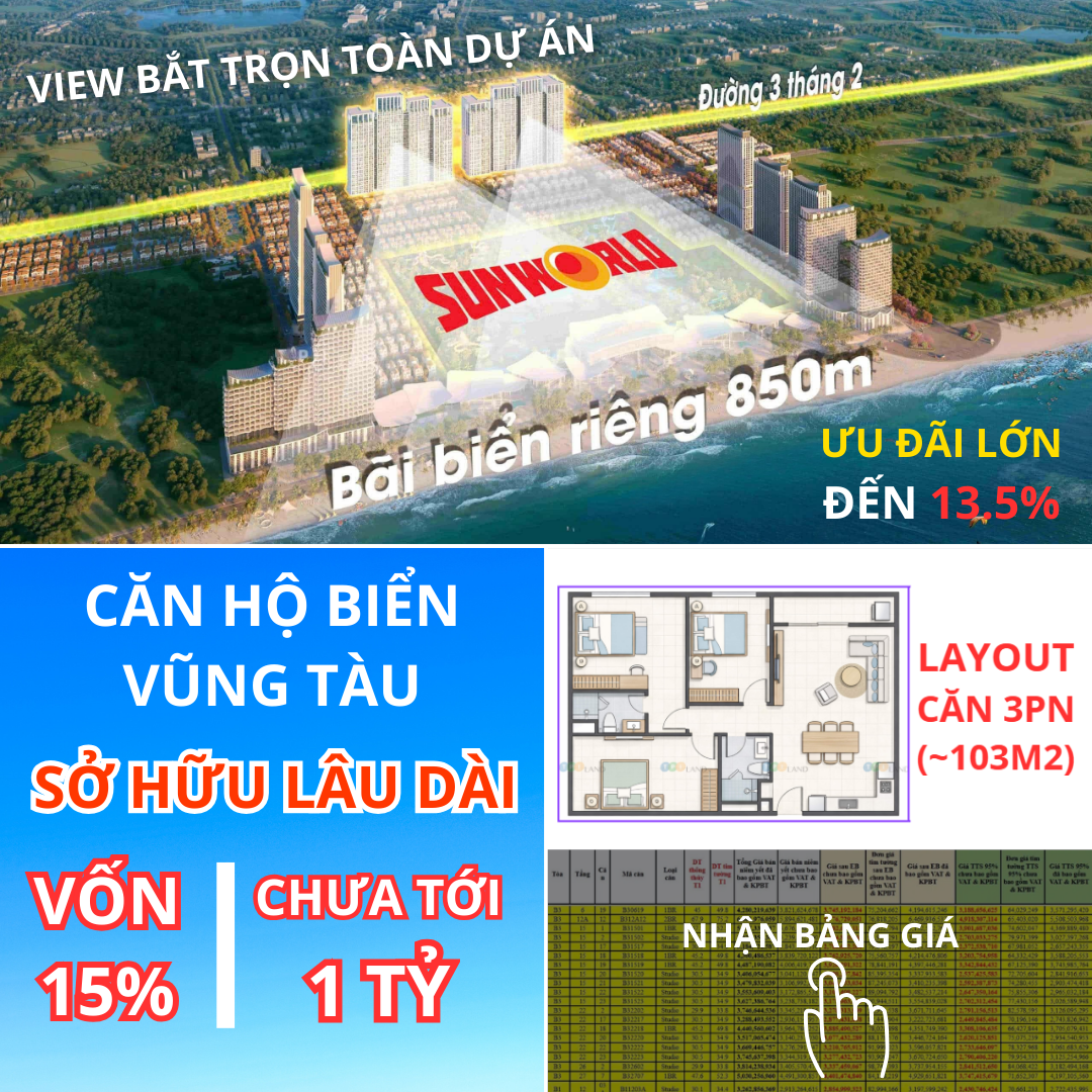 Căn hộ 100% View biển Vũng Tàu - Giá Tốt