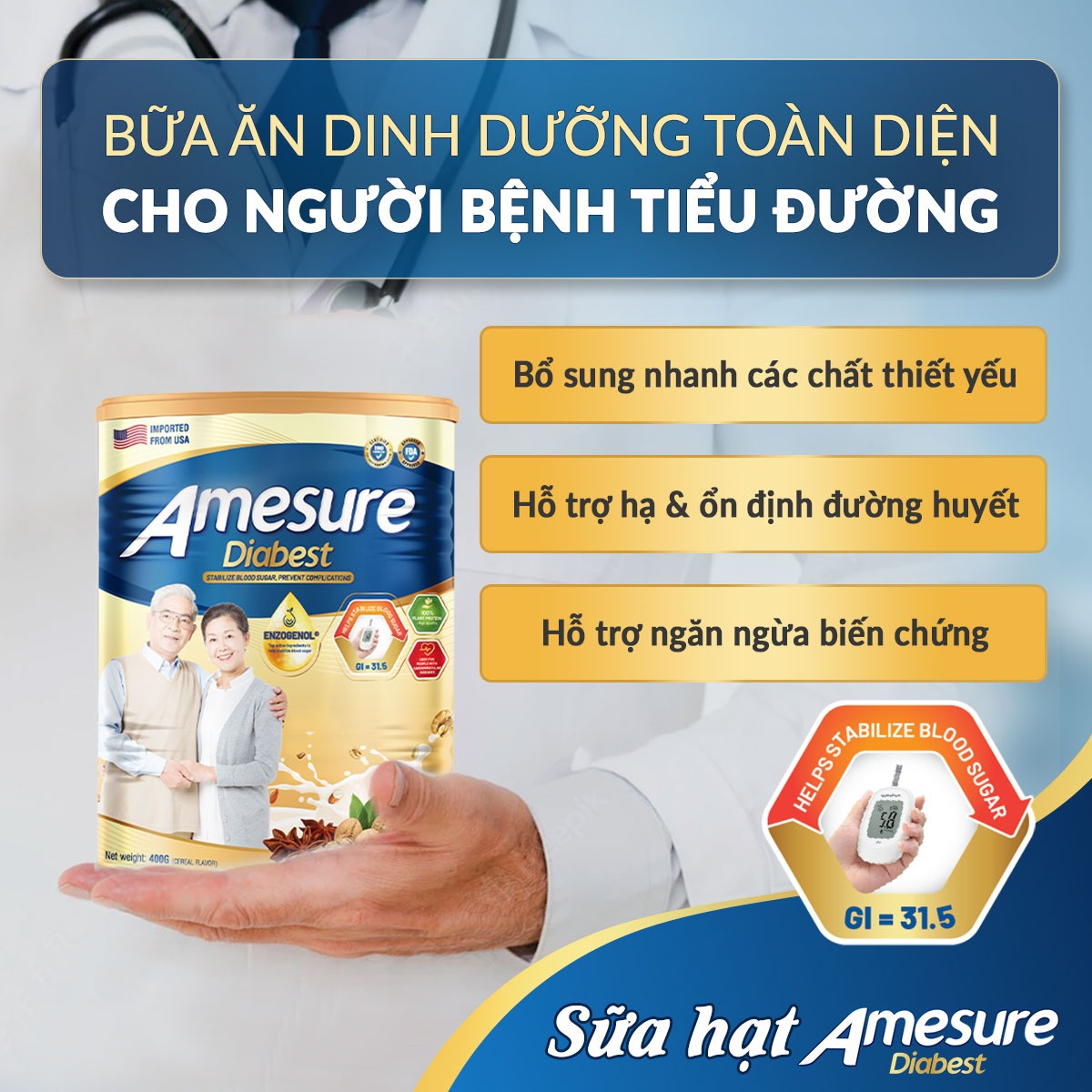 Sữa hạt Amesure - Dinh dưỡng cho người bệnh tiểu đường