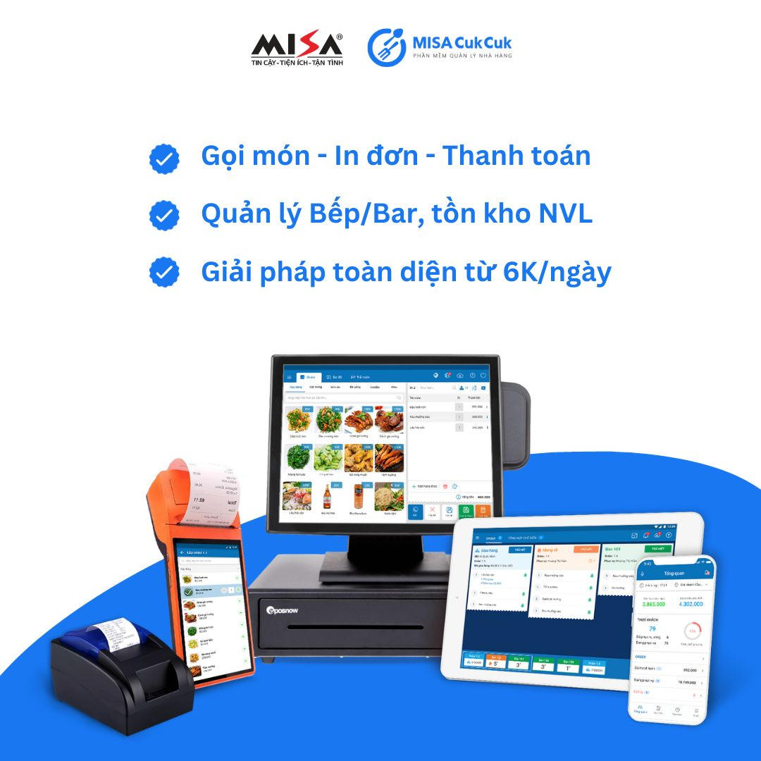 MISA CukCuk - Phần mềm quản lý nhà hàng, quán ăn, quán cafe