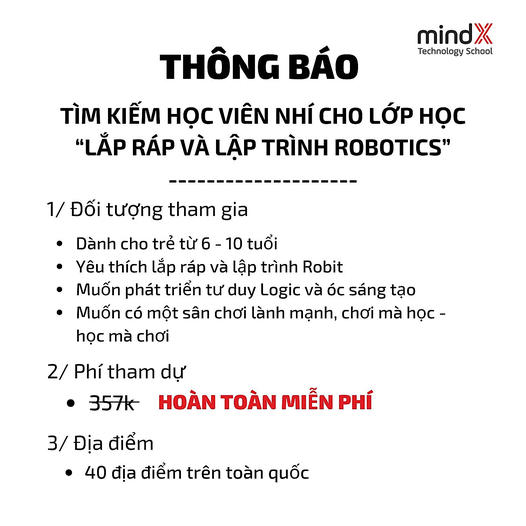 MindX - Cùng con chinh phục Lập trình Robotics
