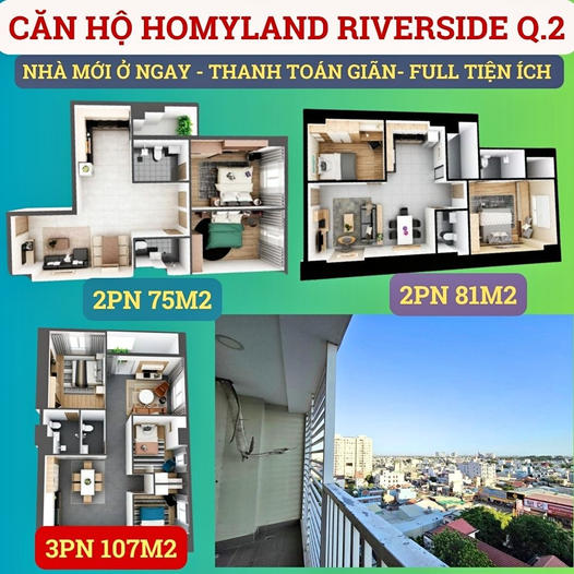Giỏ hàng căn hộ Homyland - 2PN 3 tỷ