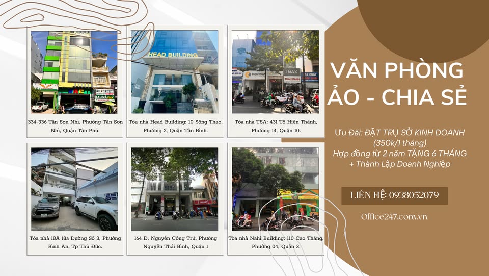 Văn Phòng Ảo - Chia Sẻ - Trọn Gói Tại Tp. HCM