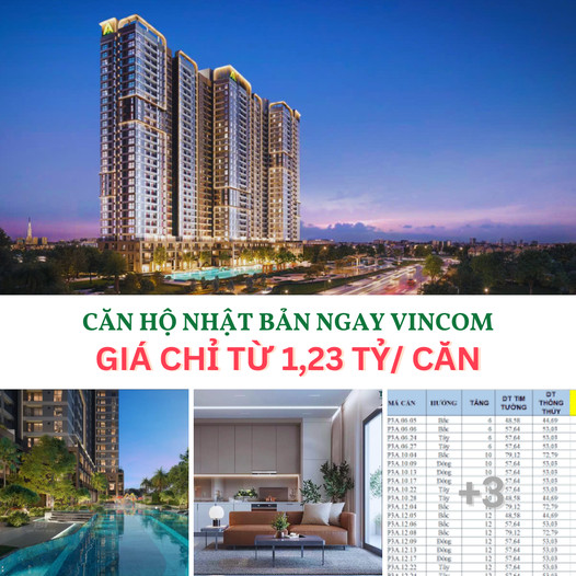 Căn hộ Nhật Bản giá 1,23 tỷ/căn ngay Vincom Dĩ An