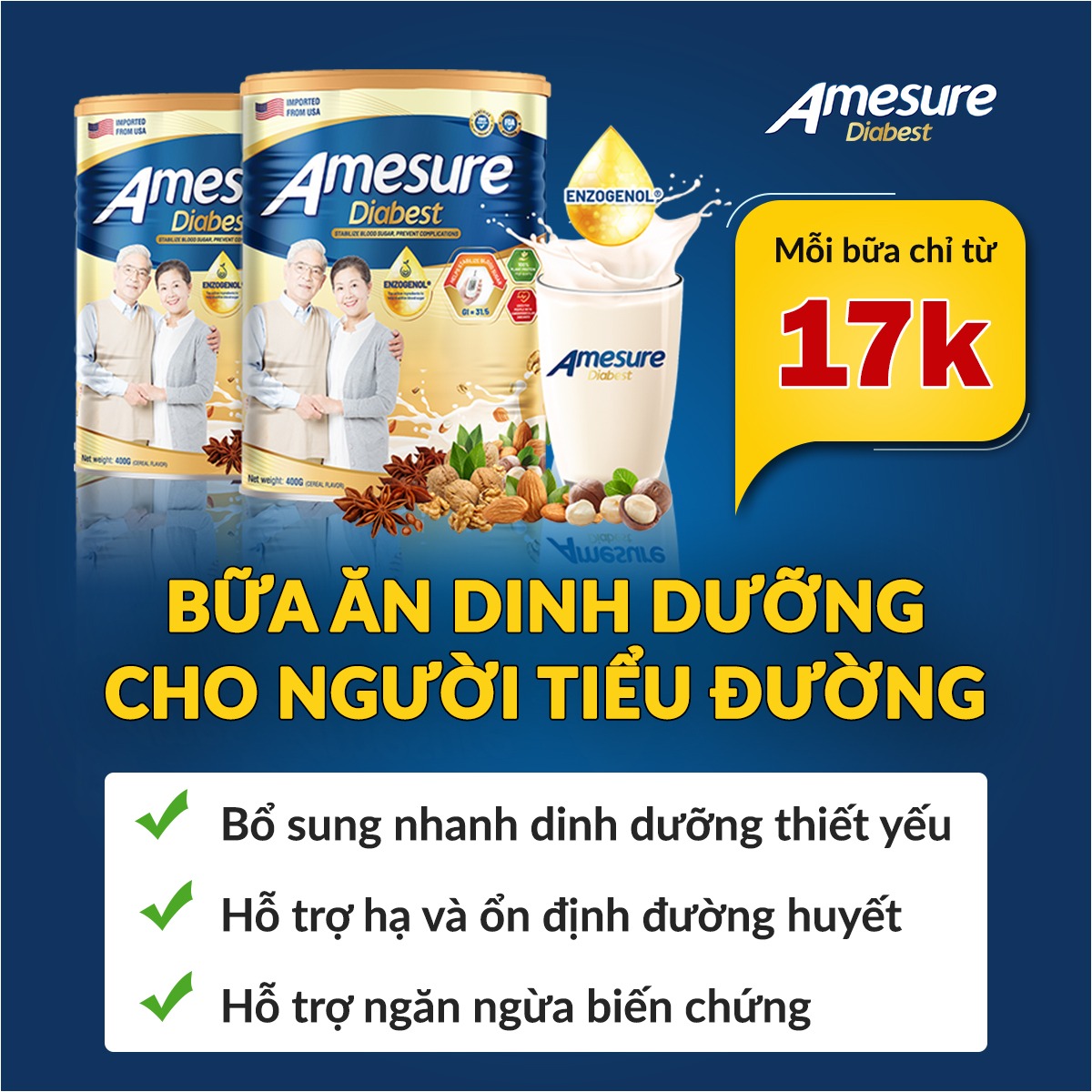 Sữa hạt Amesure - Dinh dưỡng cho người bệnh tiểu đường