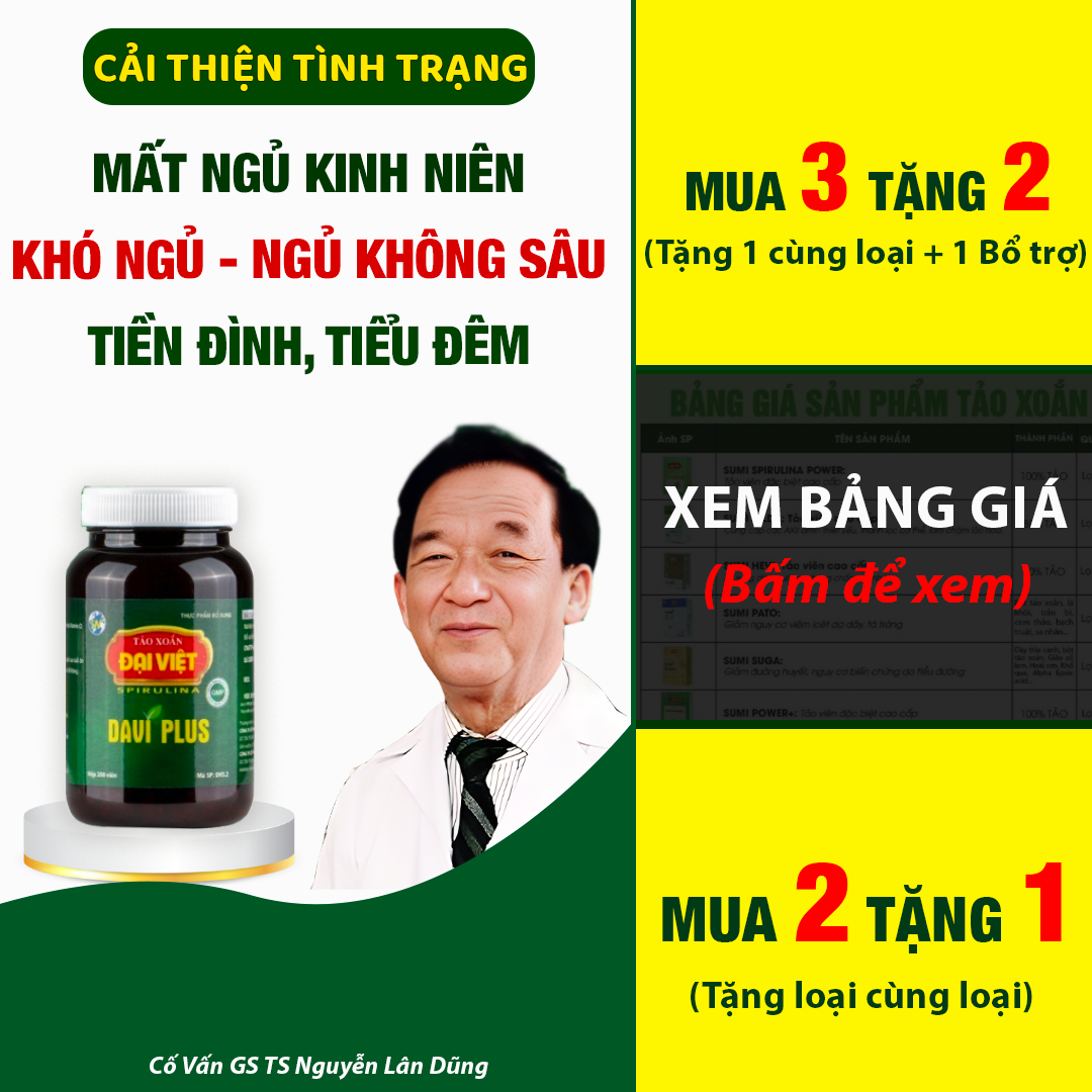 Tảo Xoắn Đại Việt - Hỗ Trợ Điều Trị Mất Ngủ