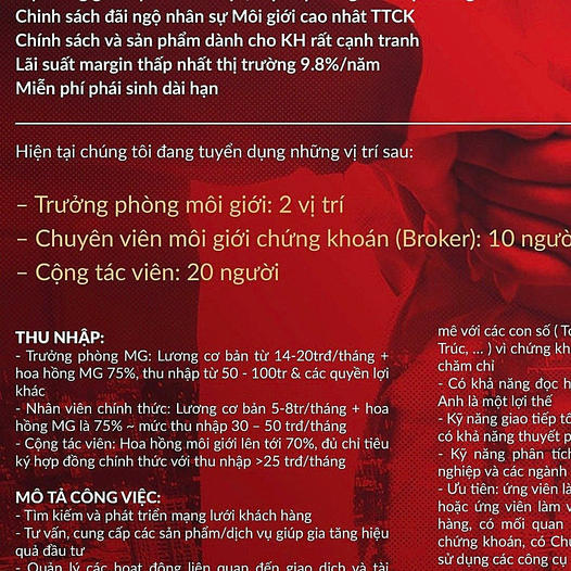 Tuyển Dụng Chứng Khoán VPS