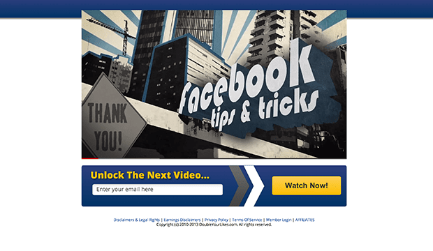 Variation 1: This variation is the same in every way -- except the lead gen box appears immediately when you visit this Video Squeeze Page.