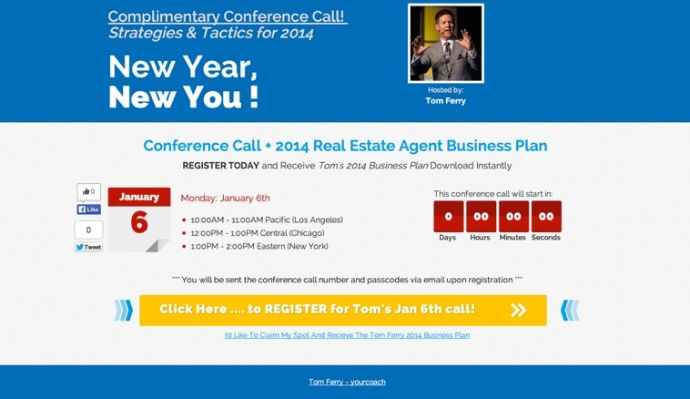 Color Scheme Dark Blue (Experimental Control): John designed this dark blue page using the Web 3.0 Webinar Registration Page inside LeadPages.