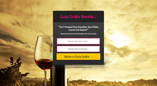 Same copy, same basic centered squeeze page. Only this time, there’s a landscape shot in the background.