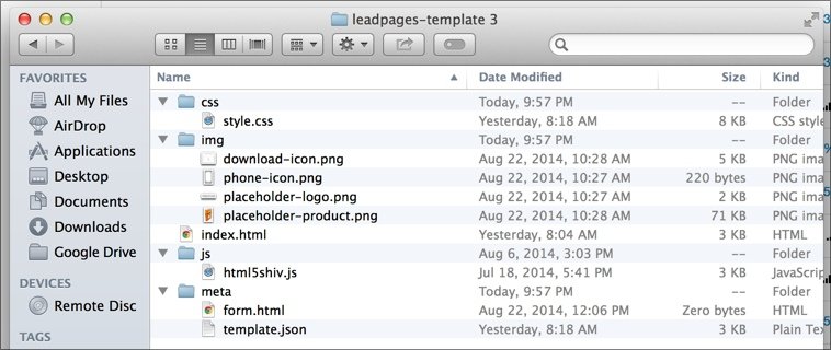 A screenshot of the template files included with this content upgrade.