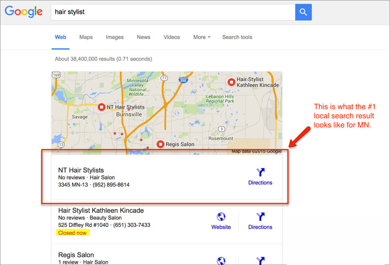 Local Google SEO Results