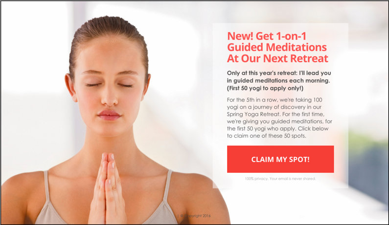 Adding a new feature gives you reason to speak about your existing product, and even make a special offer. (Page: Simple Opt-in Landing Page – Fitness from the LeadPages Marketplace.)