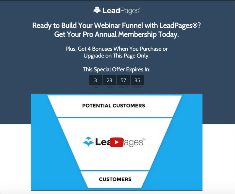 For best results, only give away bonuses for a limited time. (Page: Brian Moran Bonus page)