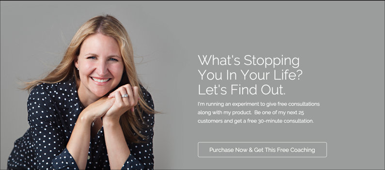 You can position a new offer as an experiment in your promotion. (Page: Jen Gordon Coaching Theme from the LeadPages Marketplace.)