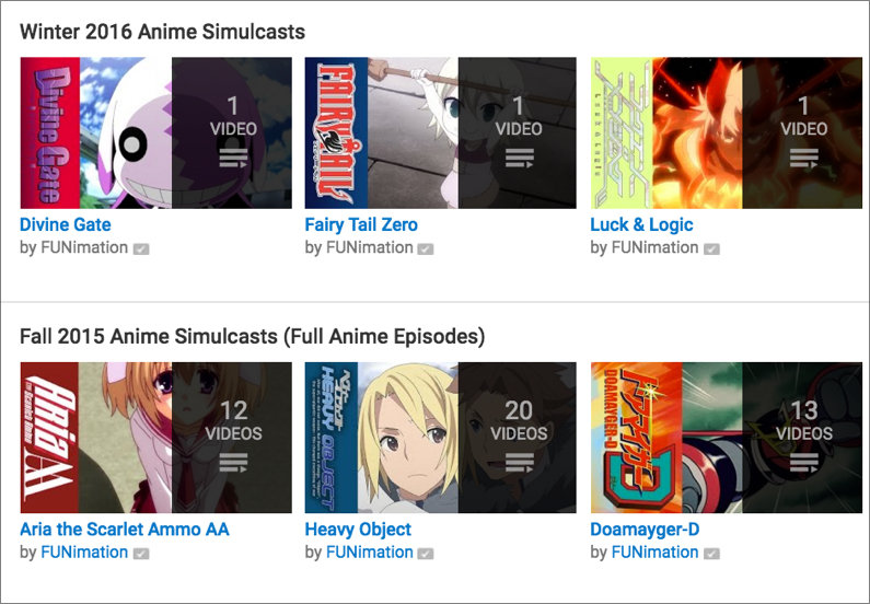 Observe FUNimation's standout thumbnails.