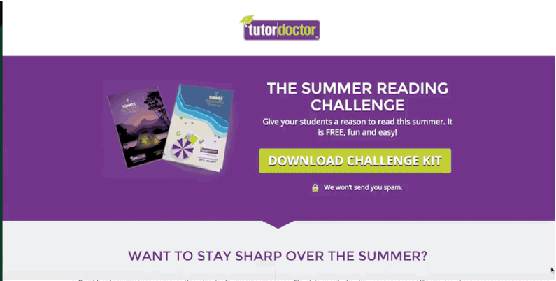 A landing page and Leadbox from Tutor Doctor