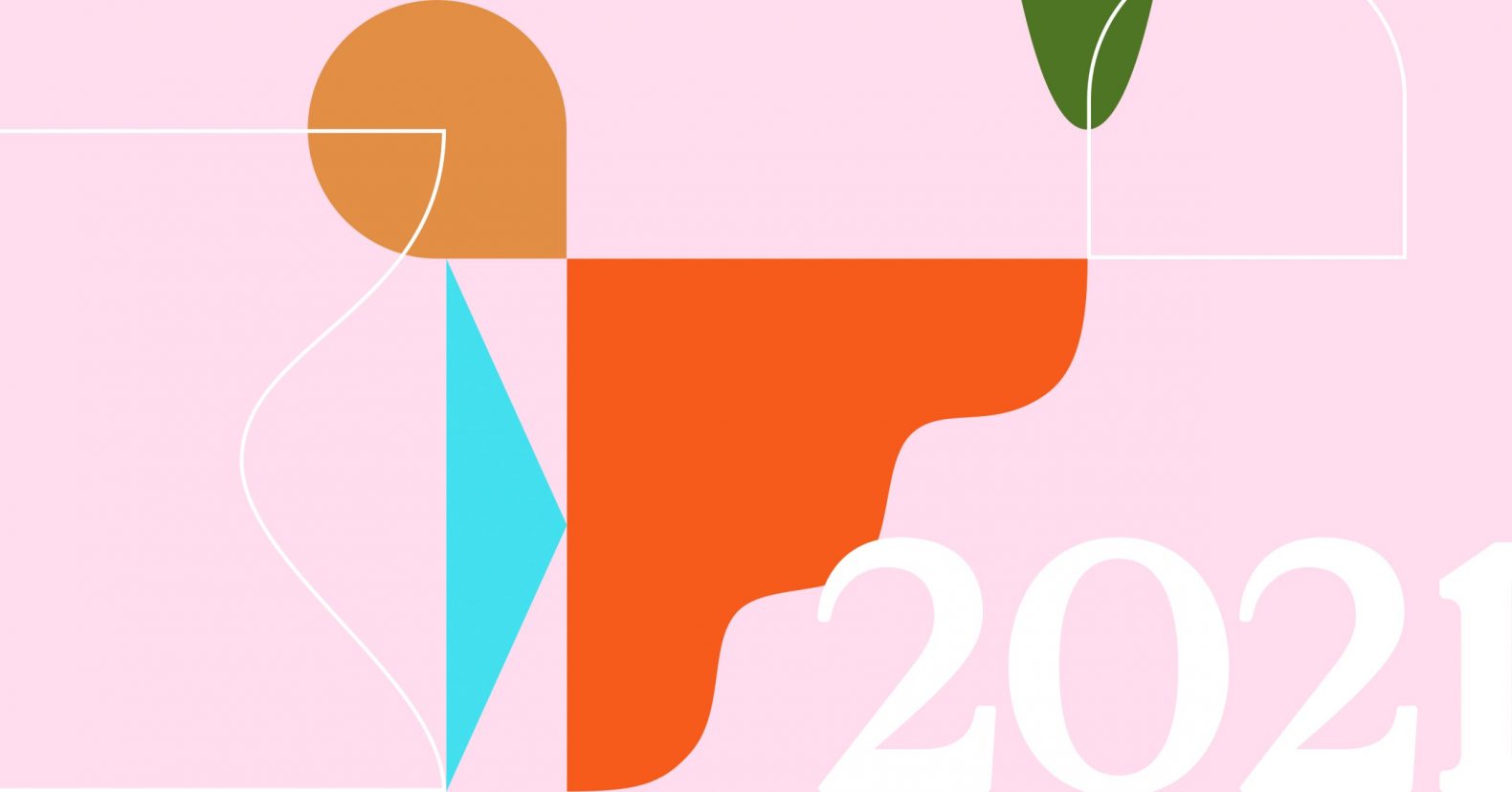 digital marketing trends 2021 loose assortment of colored shapes