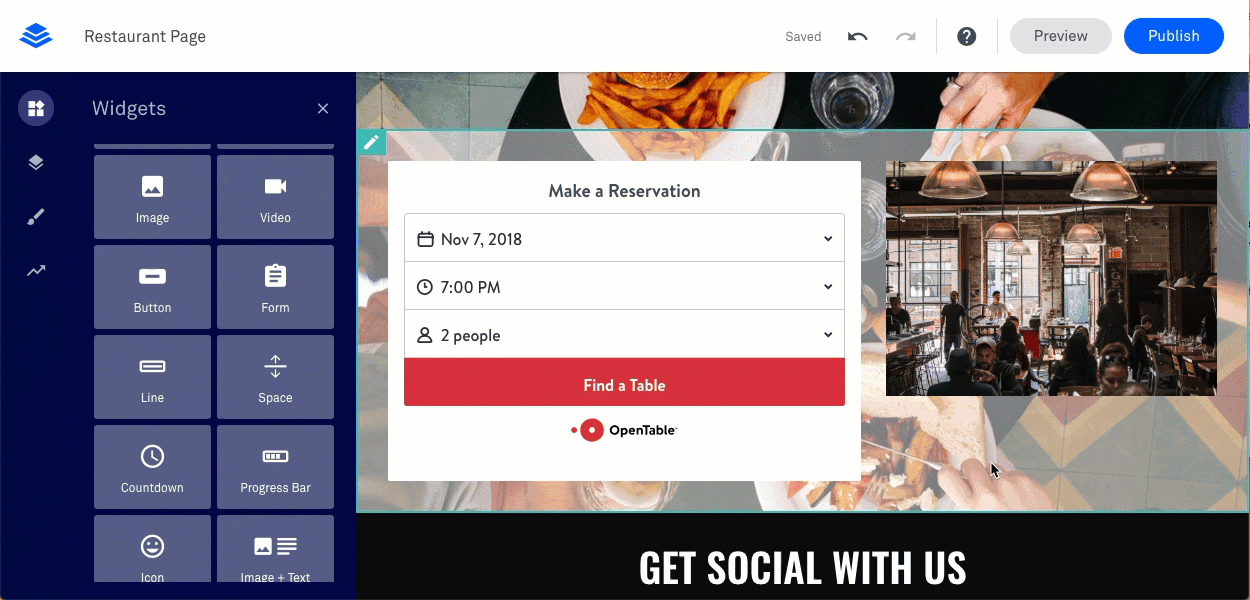 Overview of the OpenTable Reservation Widget 