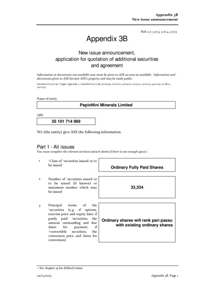 ASX:PNN - Appendix 3B