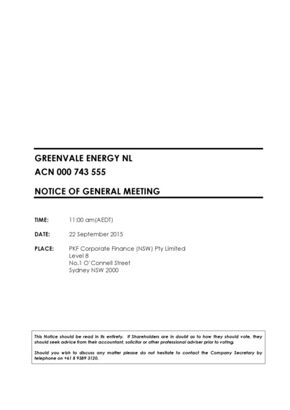 ASX:GRV - Notice of General Meeting/Proxy Form