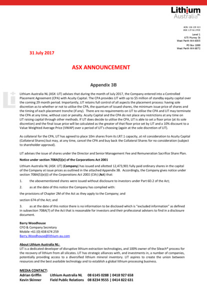 ASX:LIT - Appendix 3B