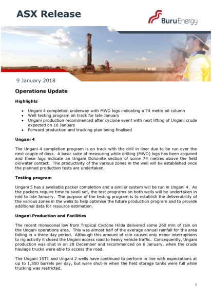 ASX:BRU - Operations Update