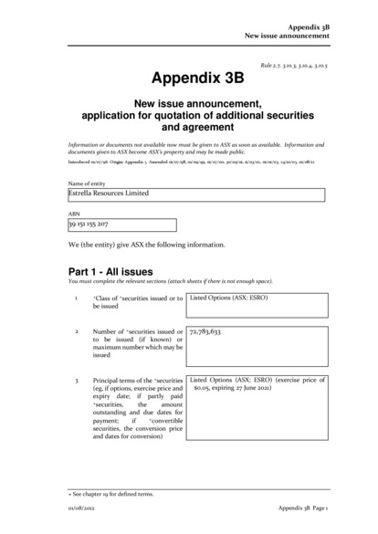 ASX:ESR - Appendix 3B